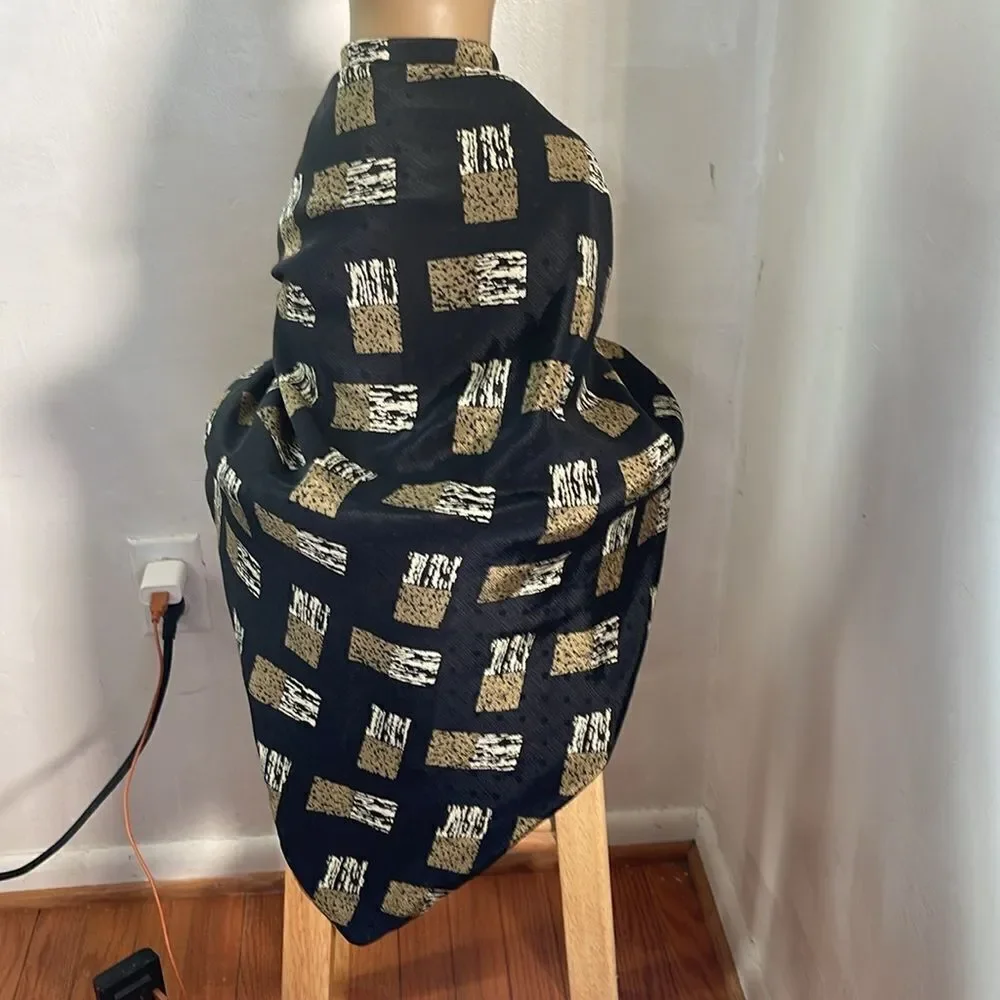 Black and Gold Patterned Triangle Scarf Unbranded